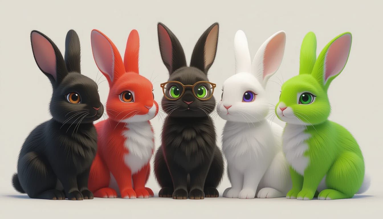 Anime Style Rabbits in Vibrant Colors