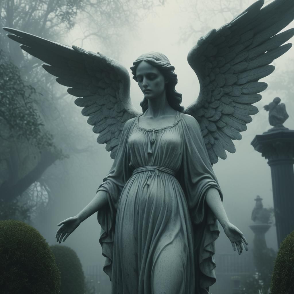 Angel of Death in Enigmatic Victorian Garden