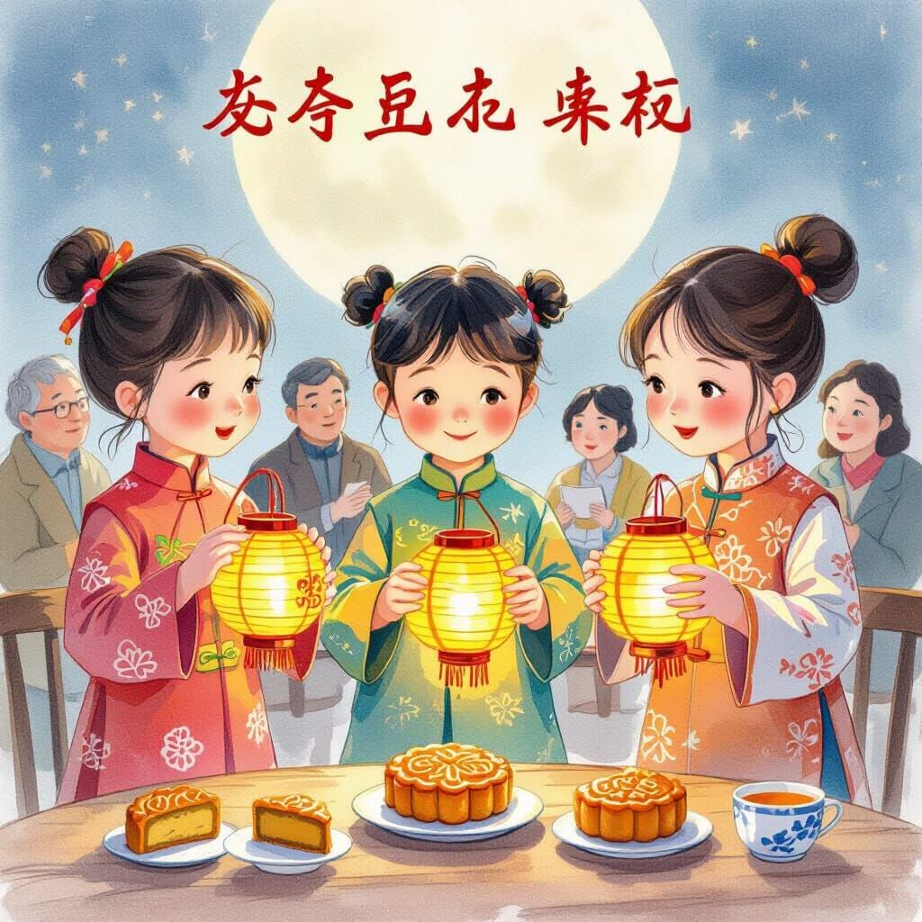 Mid-Autumn Festival: Children's Color-Pencil Drawing