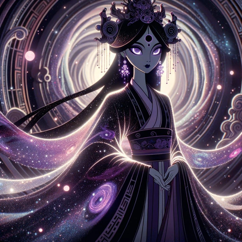 Cosmic Chinese Goddess in Classical Animation Style