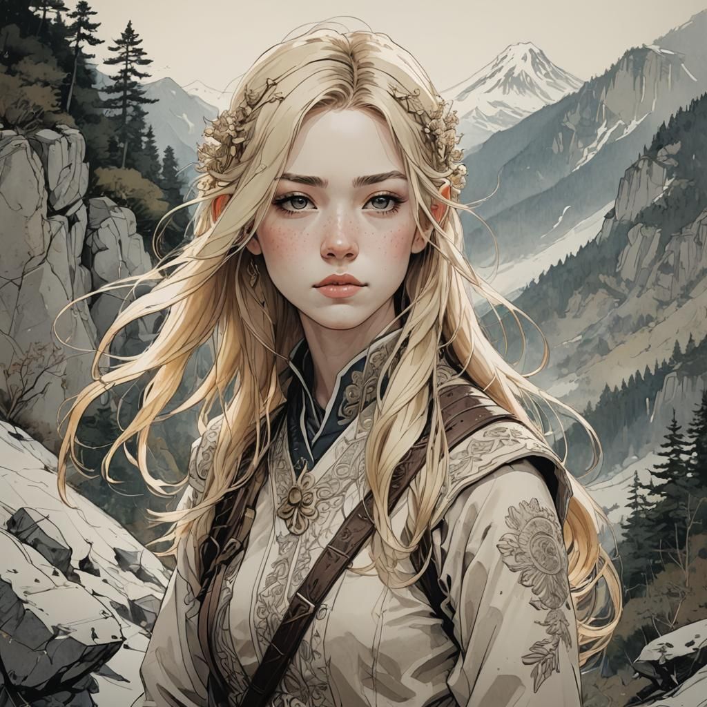 Ornate Pencil Sketch of a Japanese Ranger