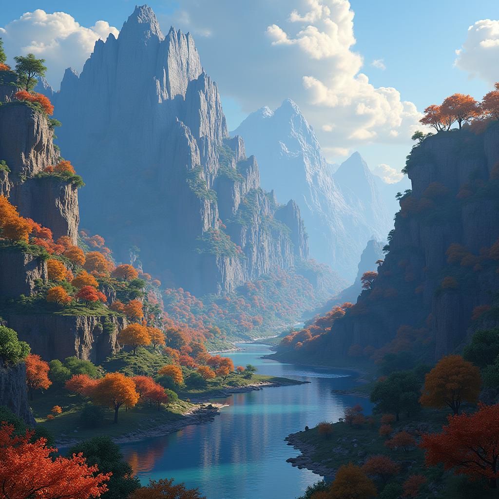 Epic Minecraft Landscape in Detailed Matte Painting Style