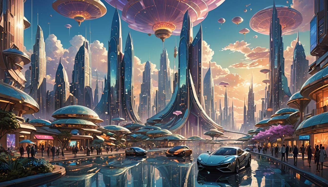 Utopian Cityscape Concept Art in Dreamlike Style
