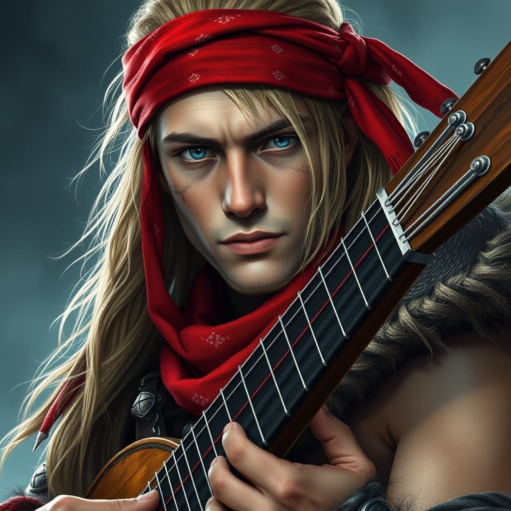 Nord Warrior Bard in Vibrant Fantasy Landscape
