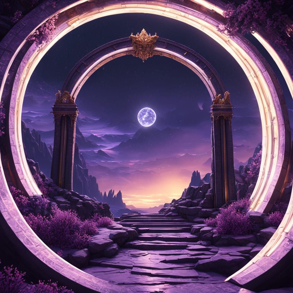 Dark Fantasy Stargate Portal in Cyberpunk Style