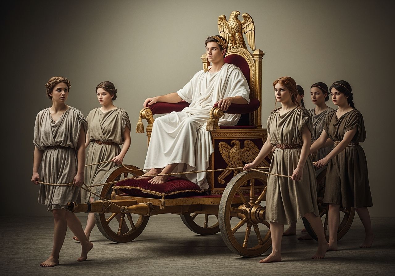 Barefoot Emperor on Gold Chariot, Neoclassical Style