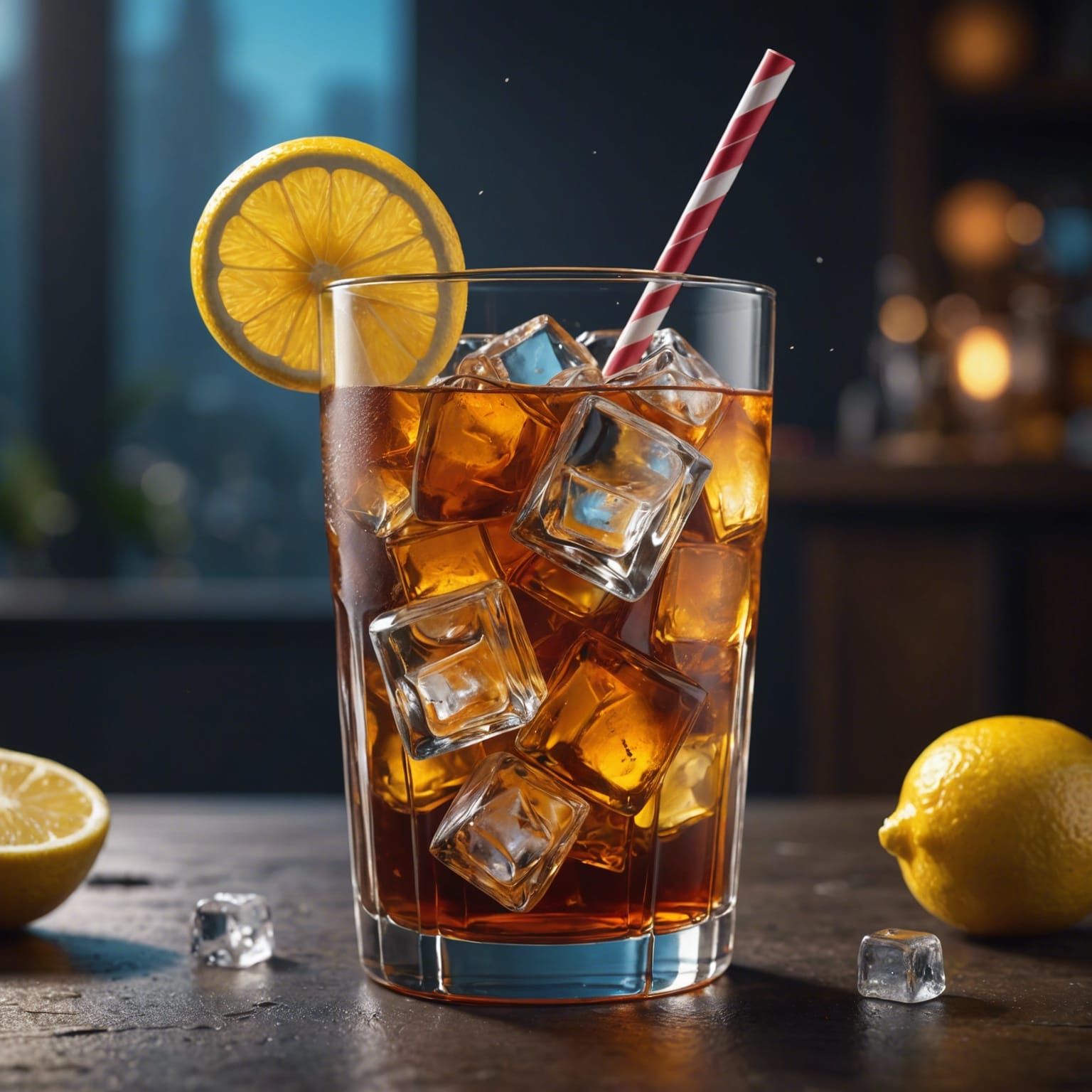 Iced Tea Commercial Art in Detailed Matte Style
