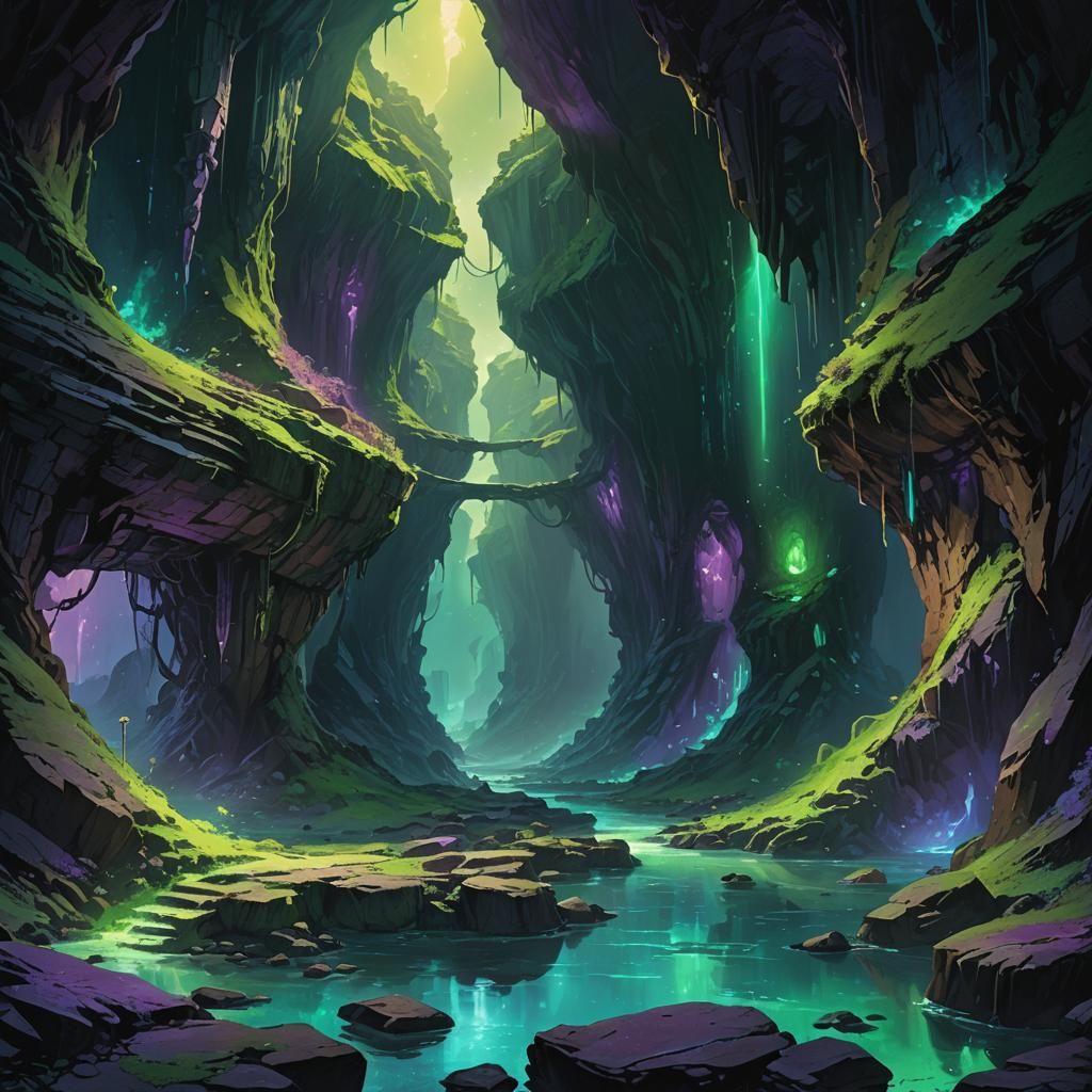 Ethereal Twilight Illuminates Vast Cave Passage