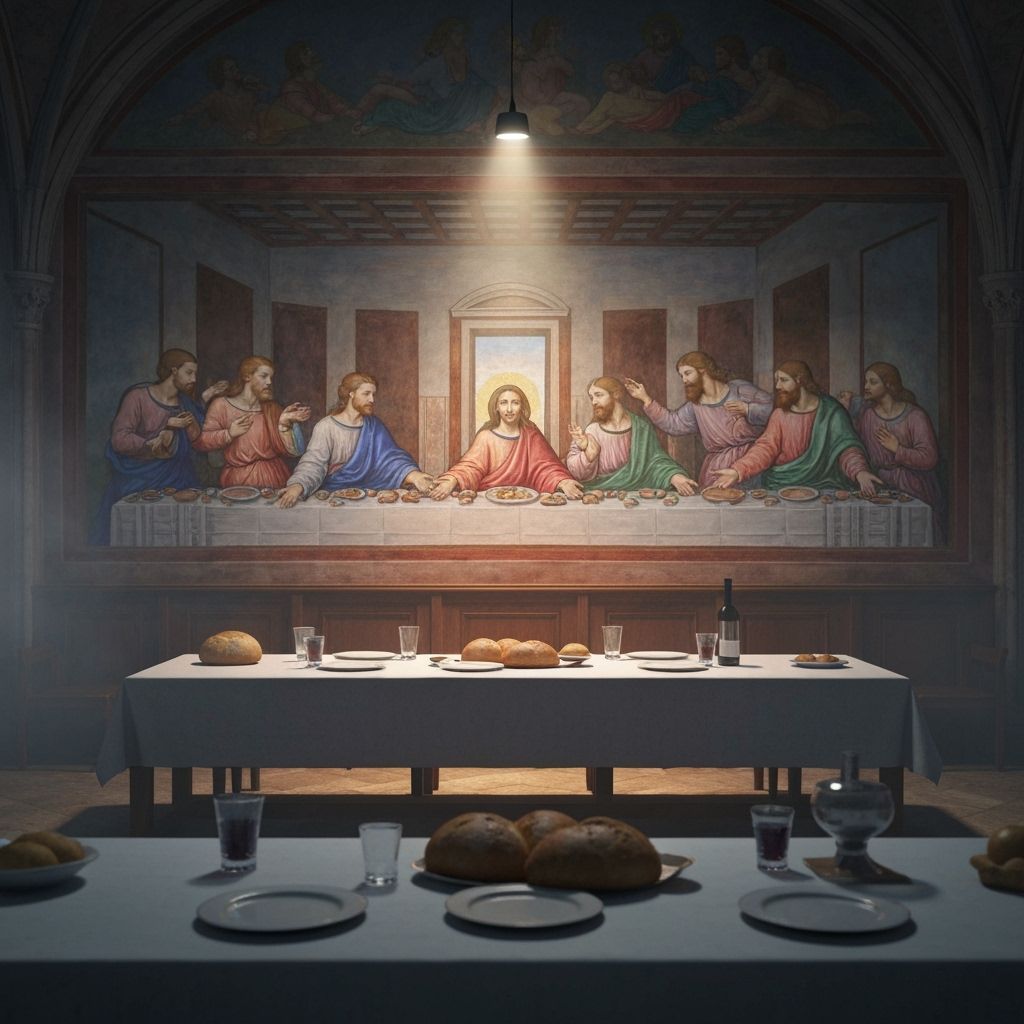 Monastery Refectory with Gradient Last Supper Fresco