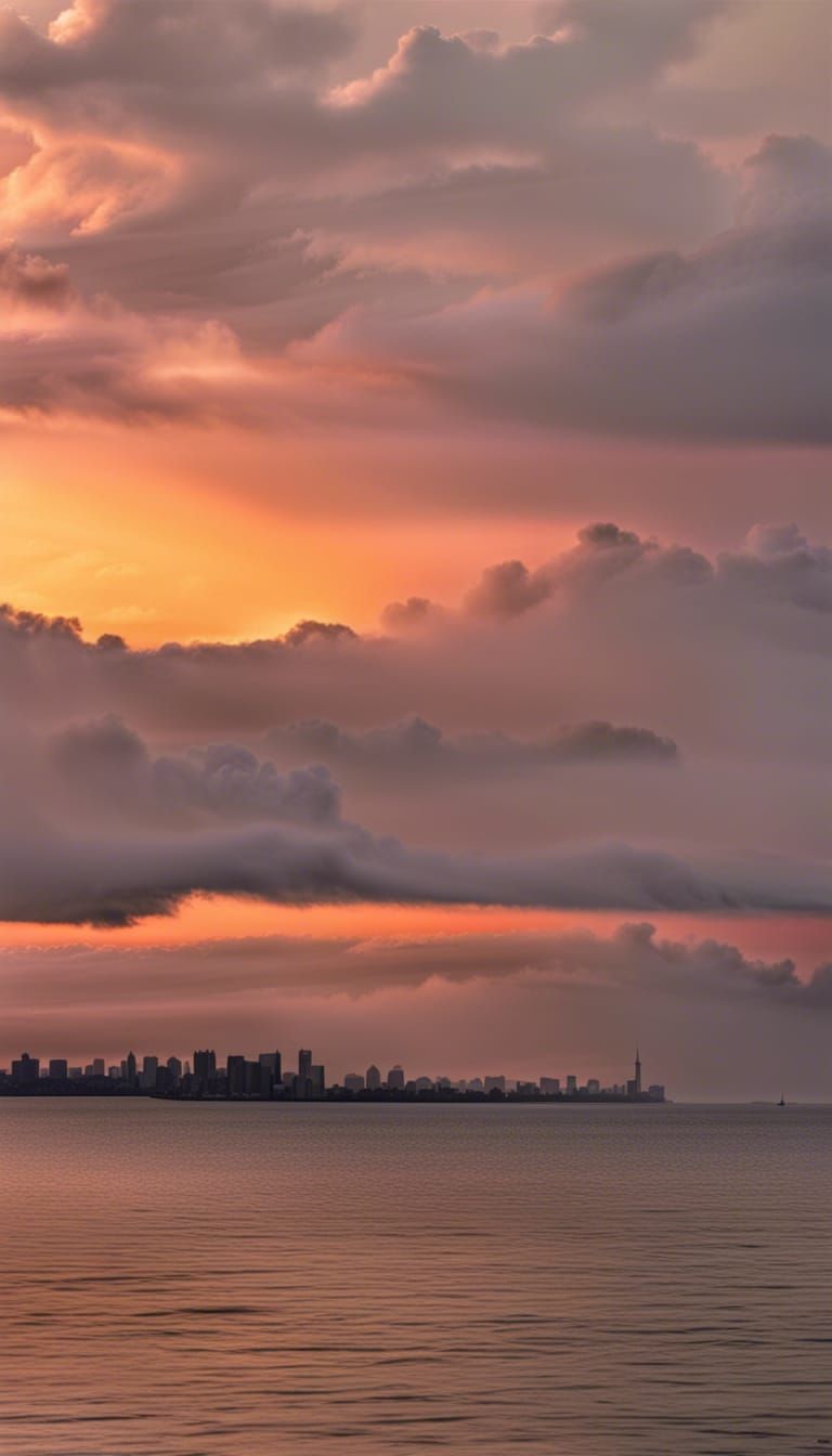 Picturesque Sunset Over Calm Bay Waters