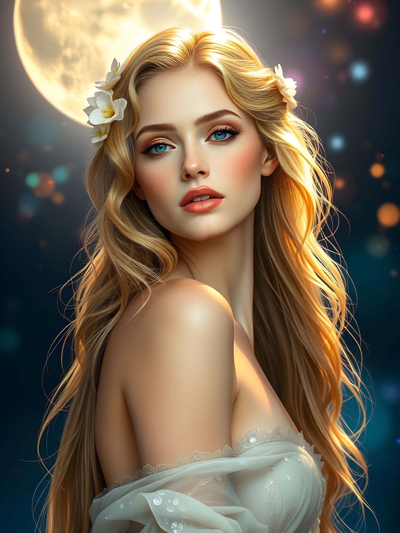Ethereal Goddess in Moonlit Glory