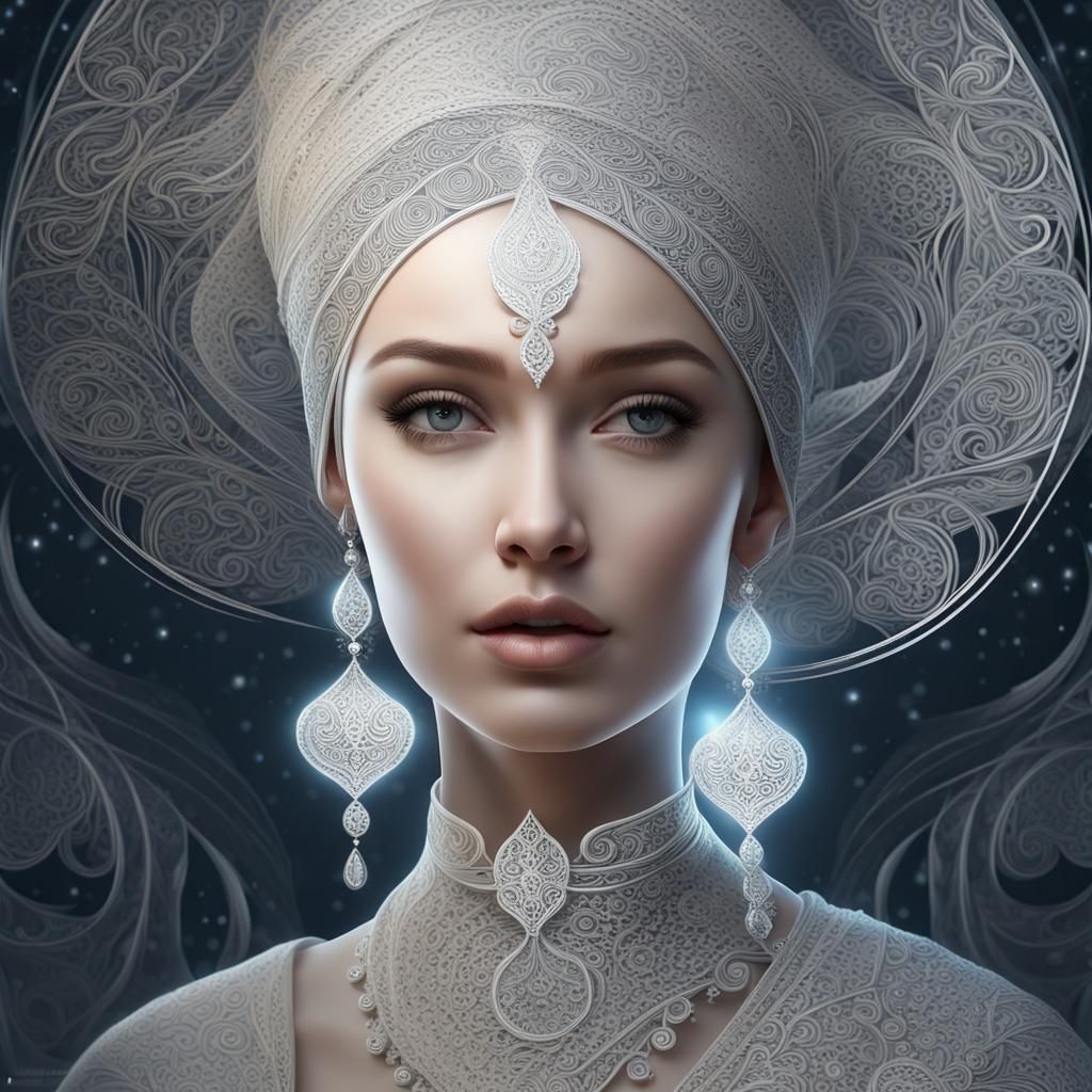 Tatar Woman in Moonlight, Traditional Attire