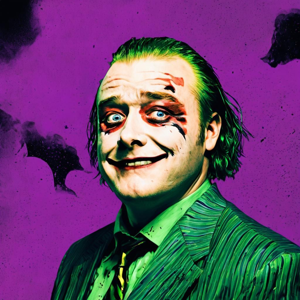 The Joker Maniacal Portrait in Frank Miller Style