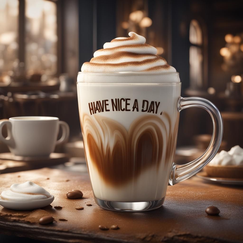 Latte Macchiato with Coffee Foam Message
