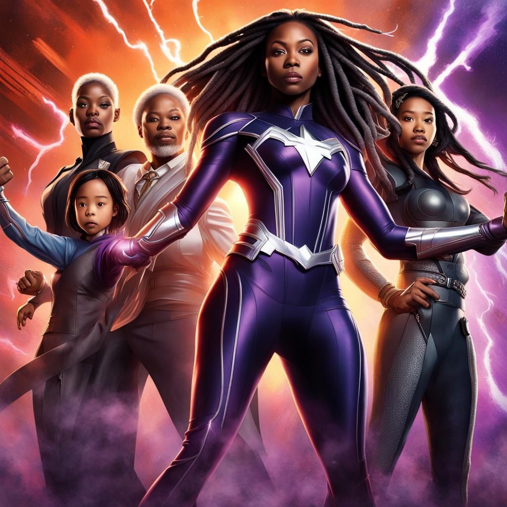 Superhero Movie Poster with Magic and Silver Costume