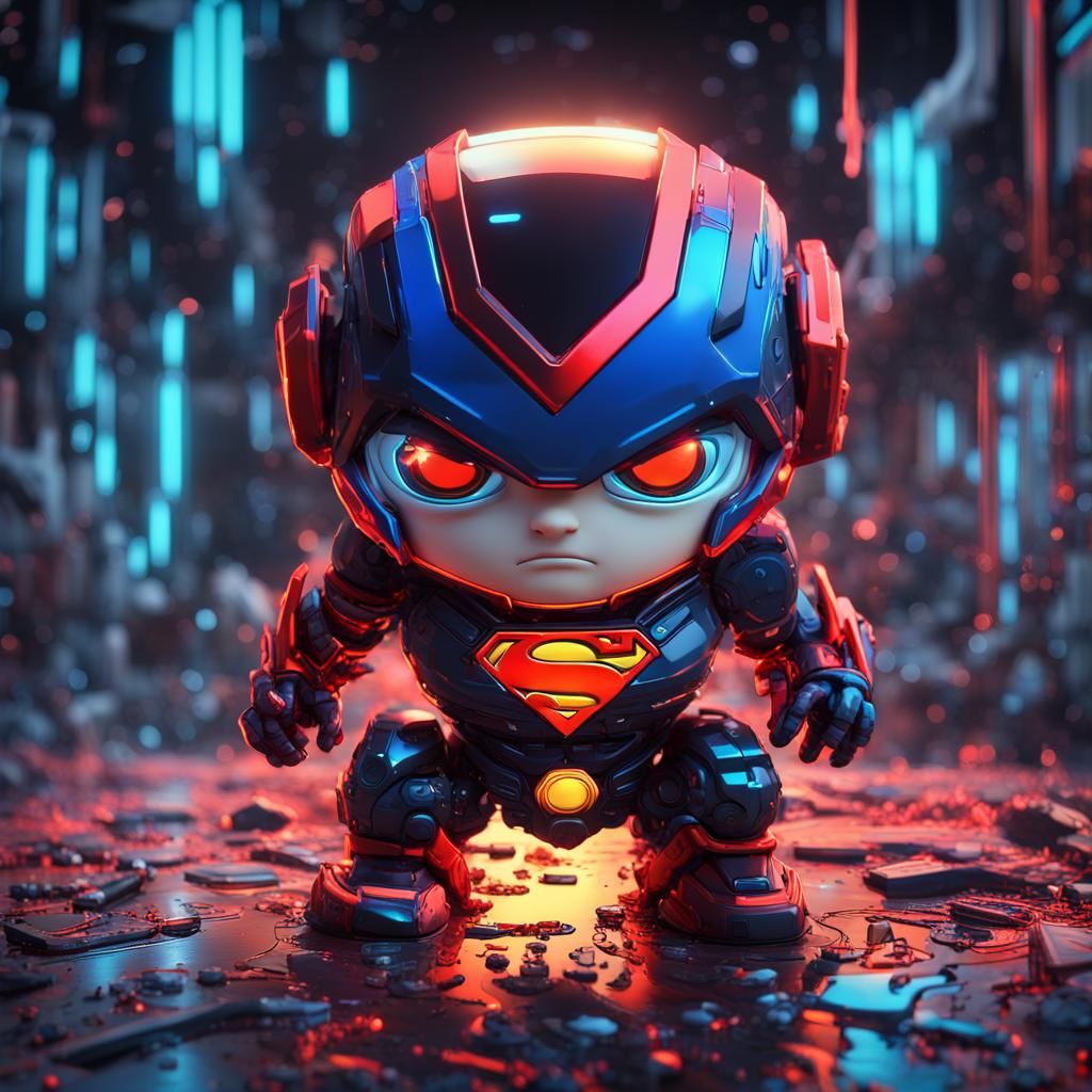 Angry little chibi superhero