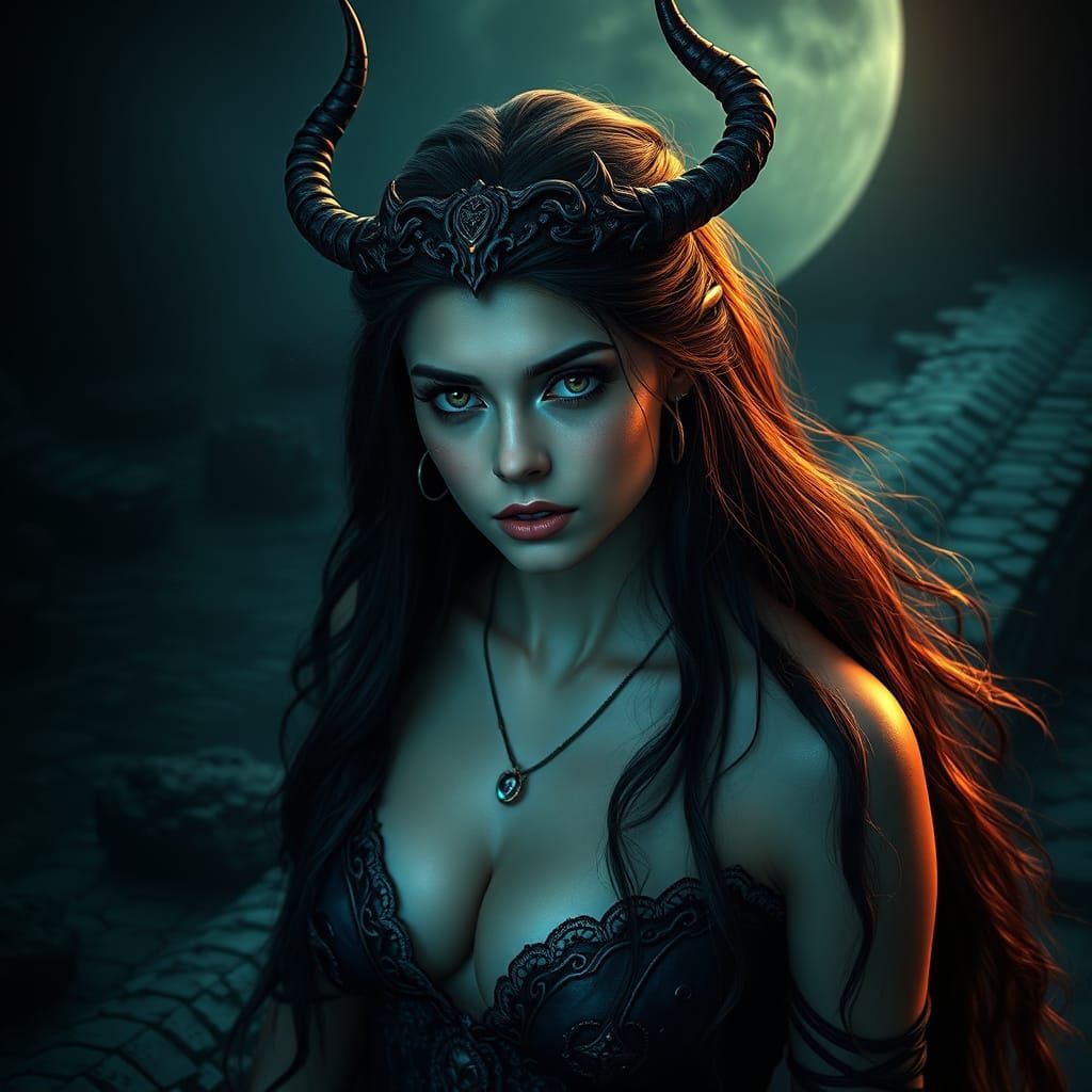 Stunning Dark Siren in Ultra-Detailed Panoramic View