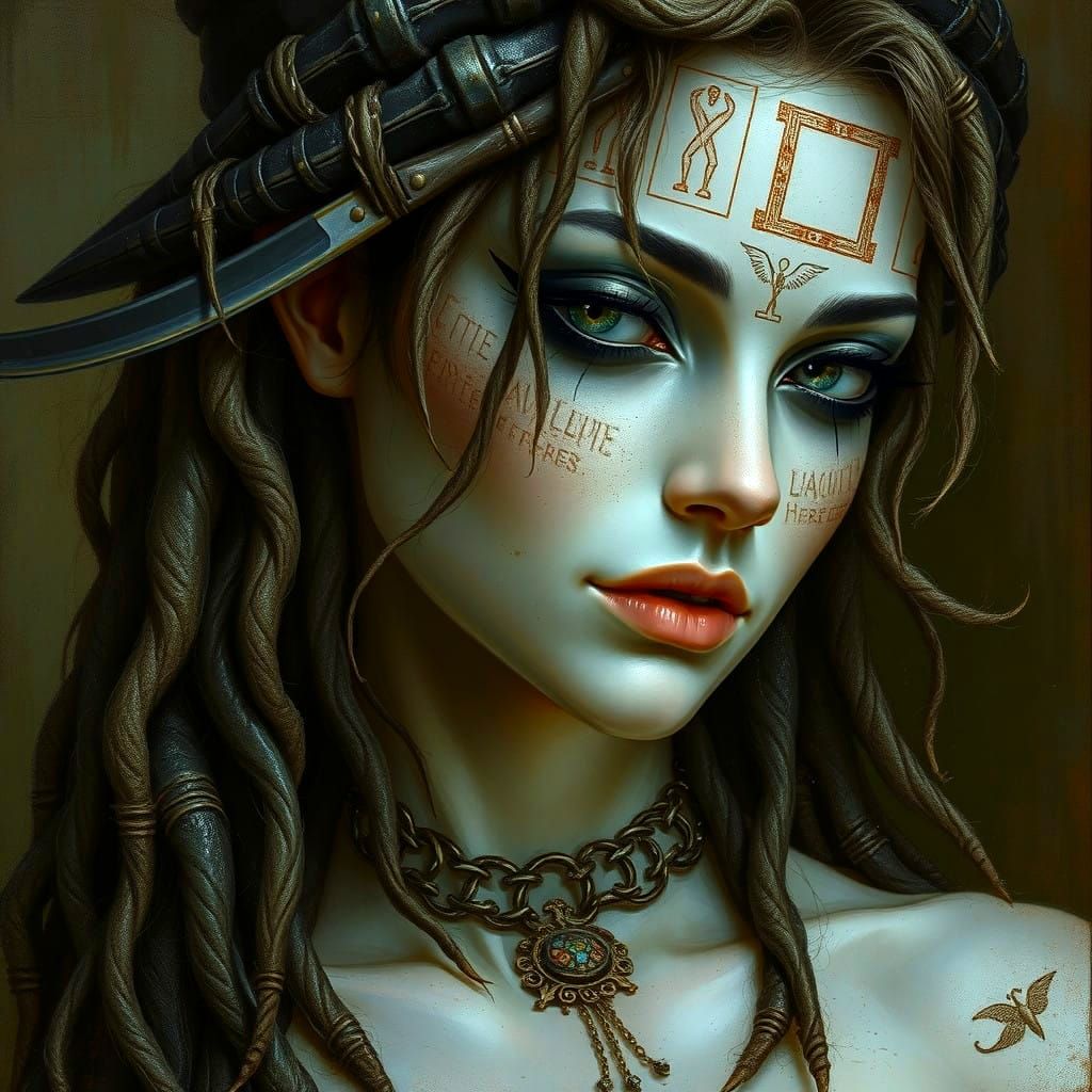 Ethereal Female Figure in Ancient Egyptian-Inspired Art