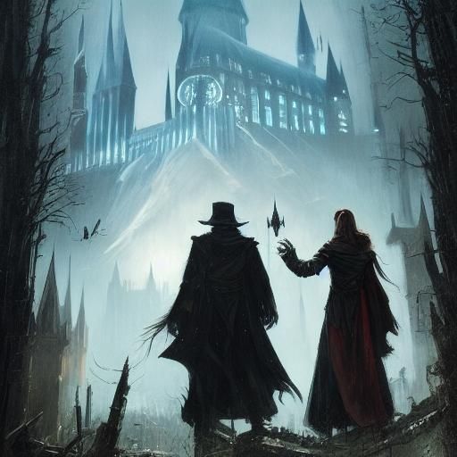 Sinister Wizard and Witch Outside Hogwarts