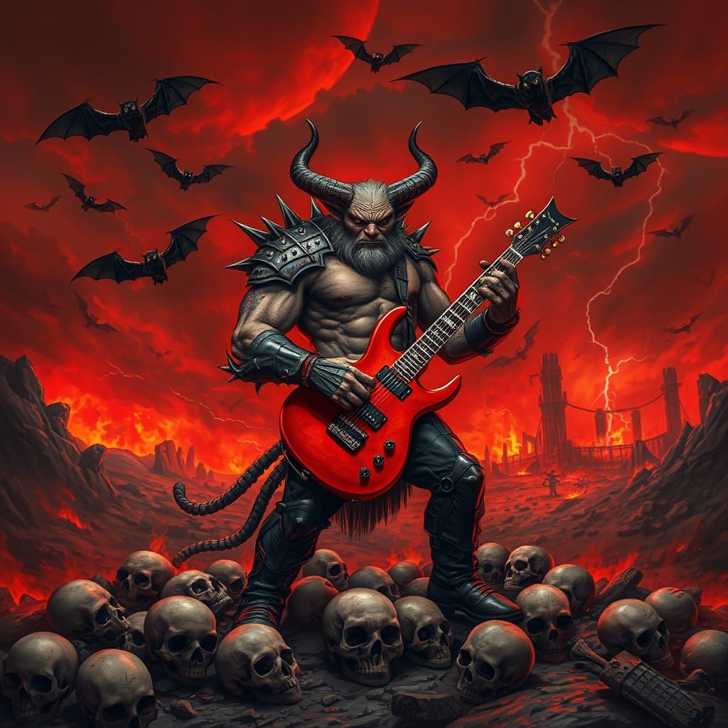 Demonic Guitarist in Apocalyptic Wasteland