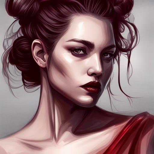 Cyborg Geisha Portrait in Hyperdetailed Digital Art Style