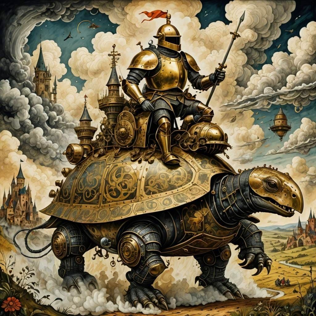 Retrofuturist Surreal Middle Age, Inspired by Gilliam and Bo...