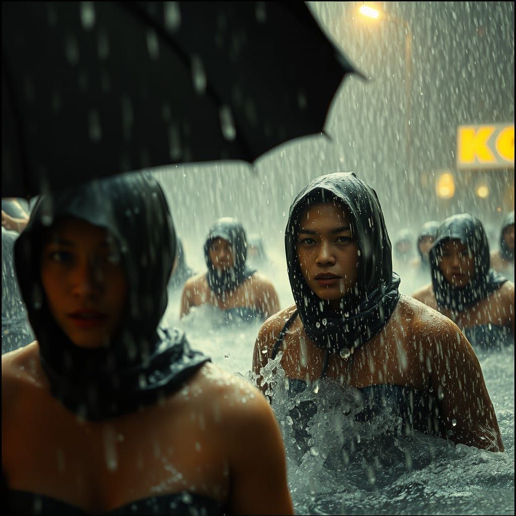 Dramatic Rainy Scene in Cinematic Style