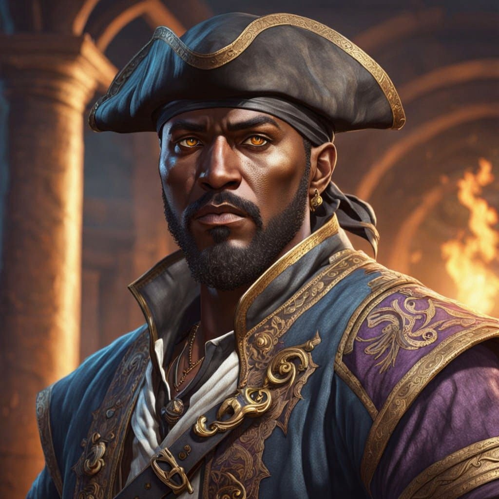 Pirate Wielding Elemental Magic in Pillars of Eternity Style