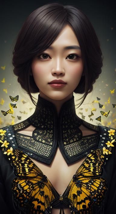 Butterfly Woman Portrait with Volumetric Lighting