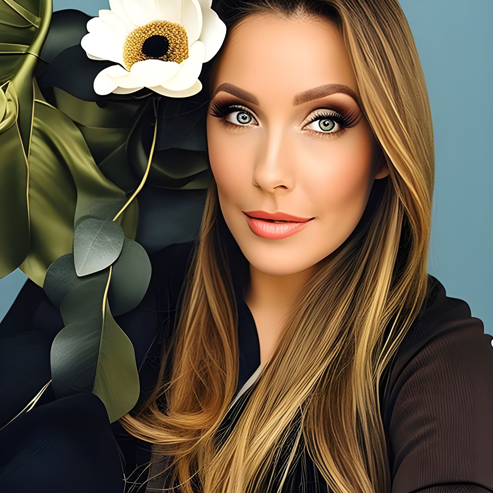 Laughing Blond Woman Portrait in Hyperreal Style