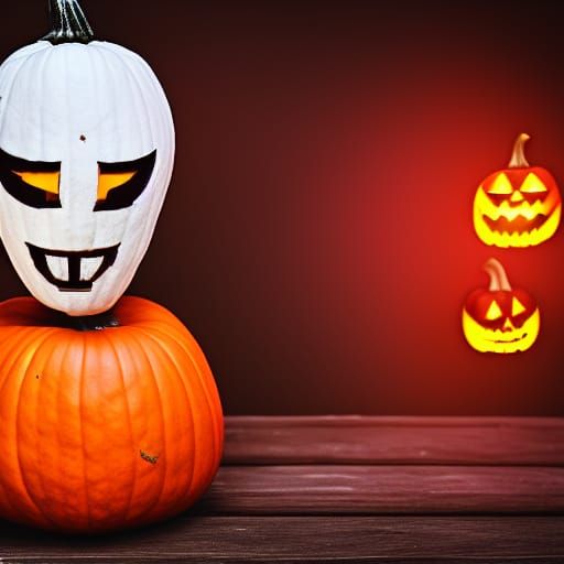 Scary Pumpkin Head in Sharp Focus