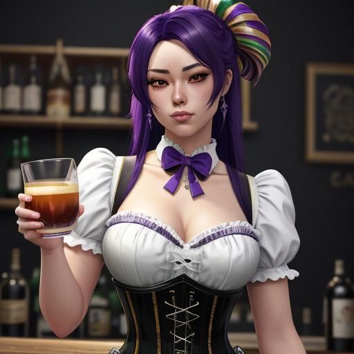 Mardi Gras Barmaid in Anime-Inspired 3D Art