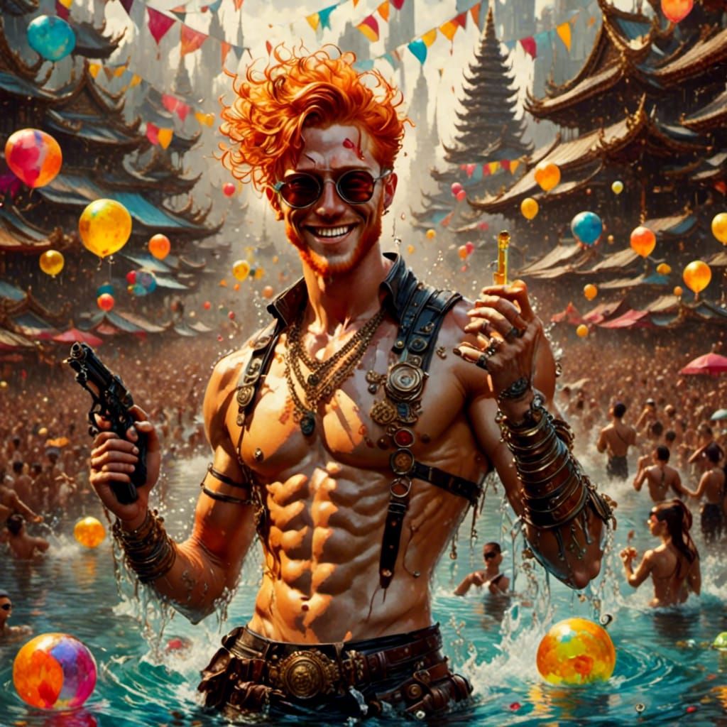 Songkran Festival Water Fight in Bangkok