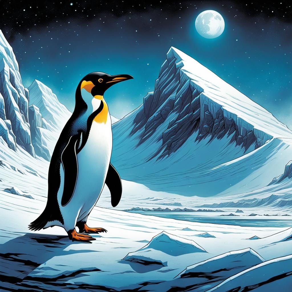 Penguin Portrait in Comic Book Style