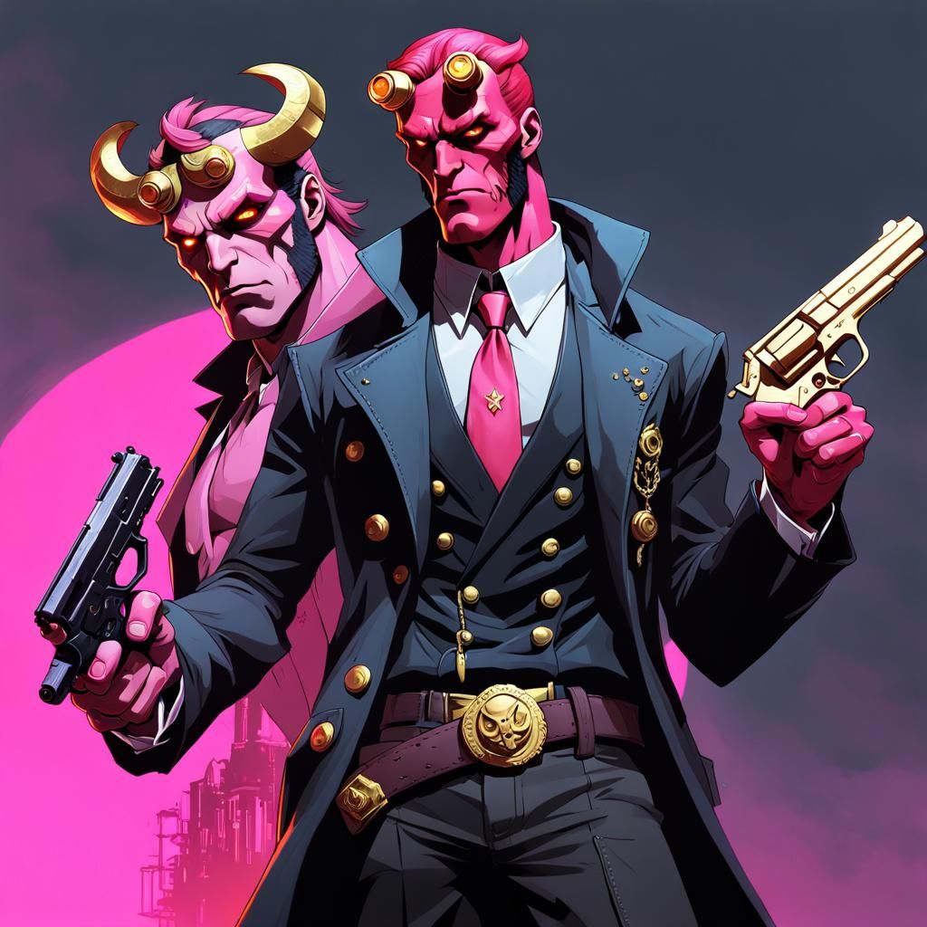 Androgynous Hellboy Embodies Rebellion in Anime Realism