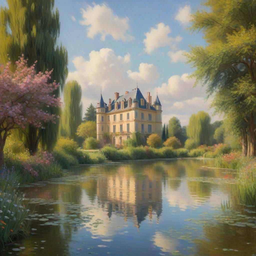 French Chateau in Dreamy Impressionist Light
