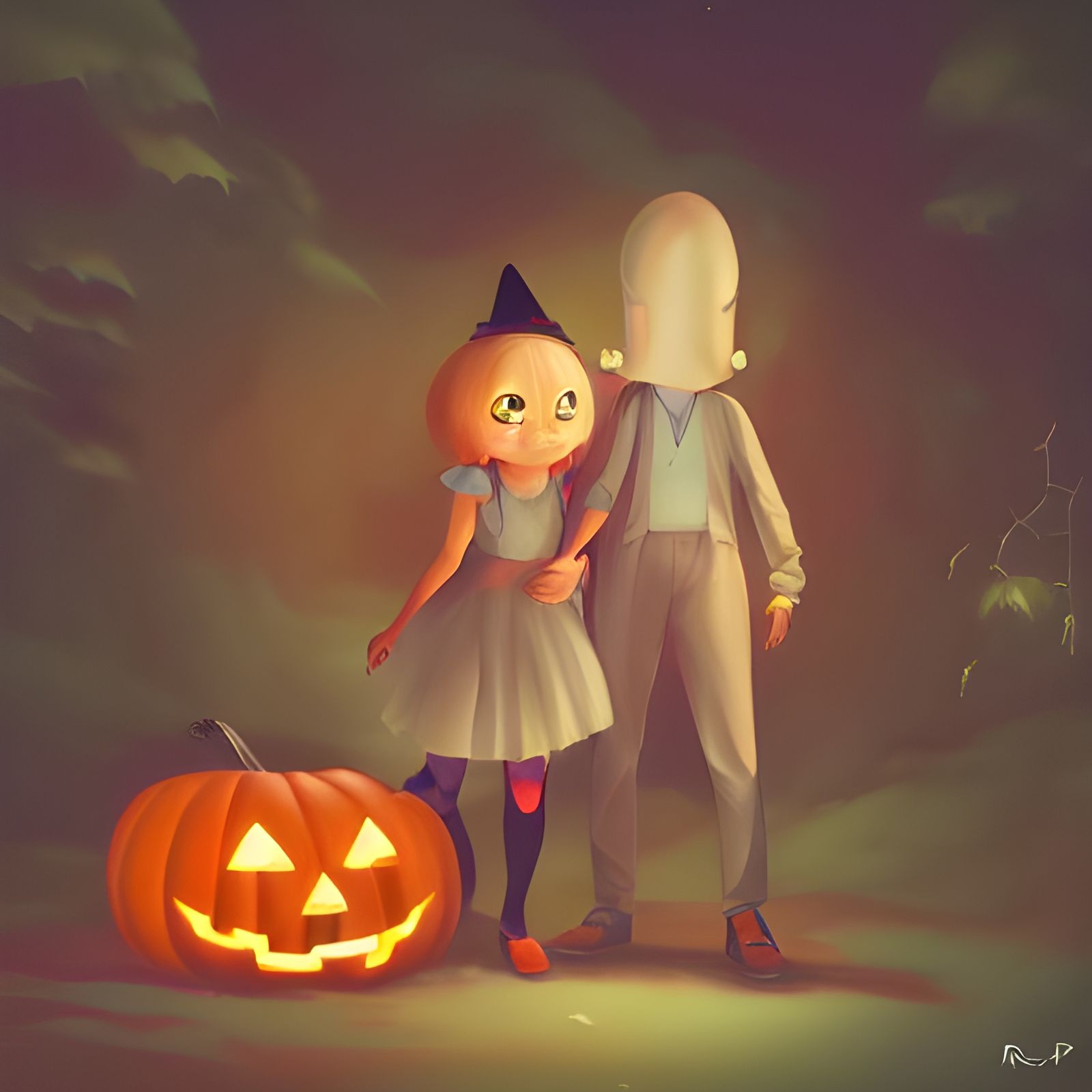 Cute Couple in Halloween Costumes