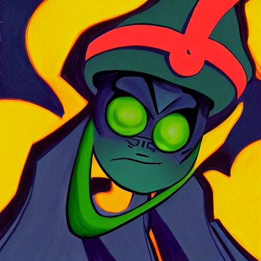 Detailed Gouache Painting of Mojo Jojo