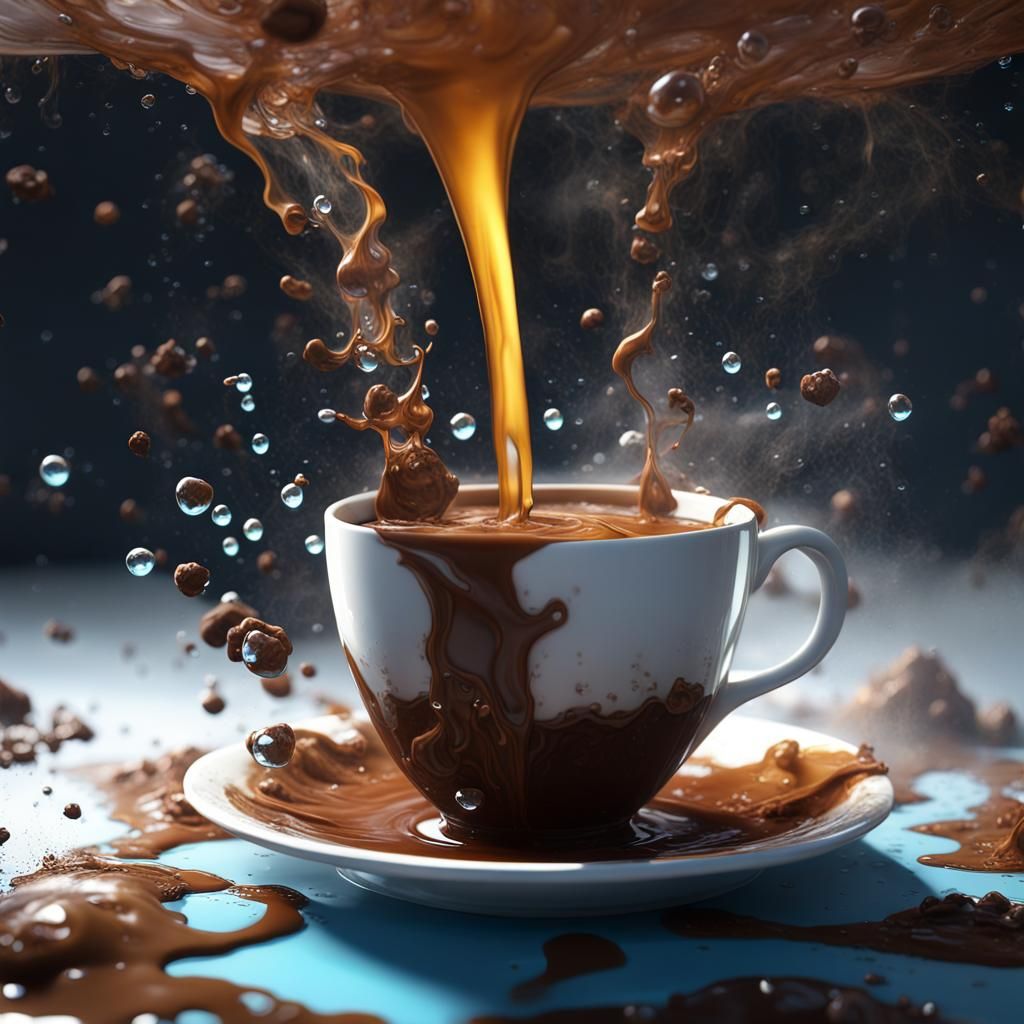 Mixed Drink Aerial View as Impasto Painting