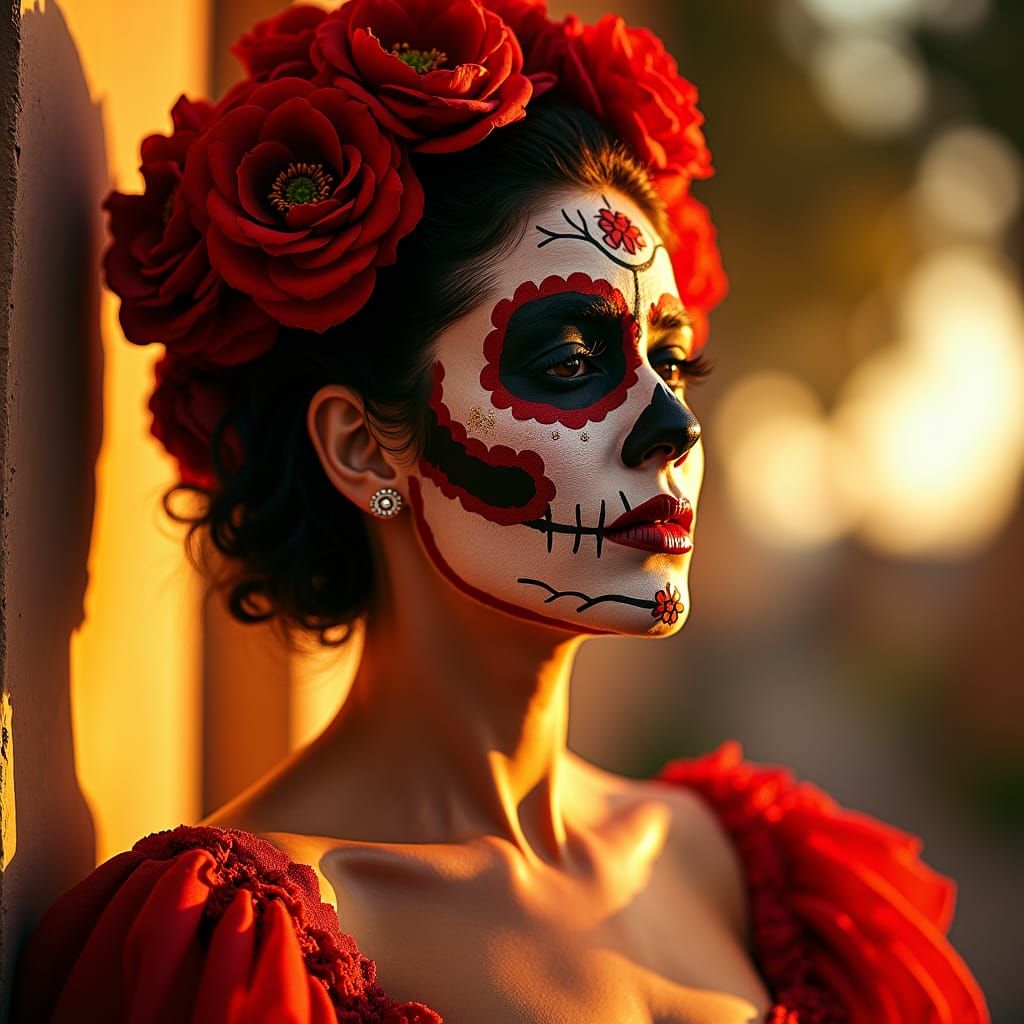 Woman with Día de los Muertos Face Paint
