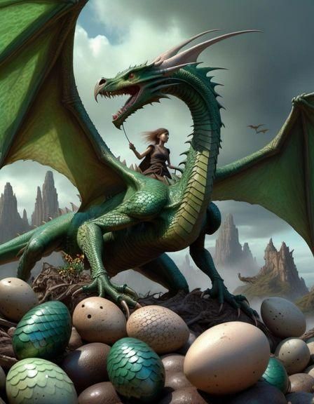 Furious Female Dragon in Detailed Fantasy Style