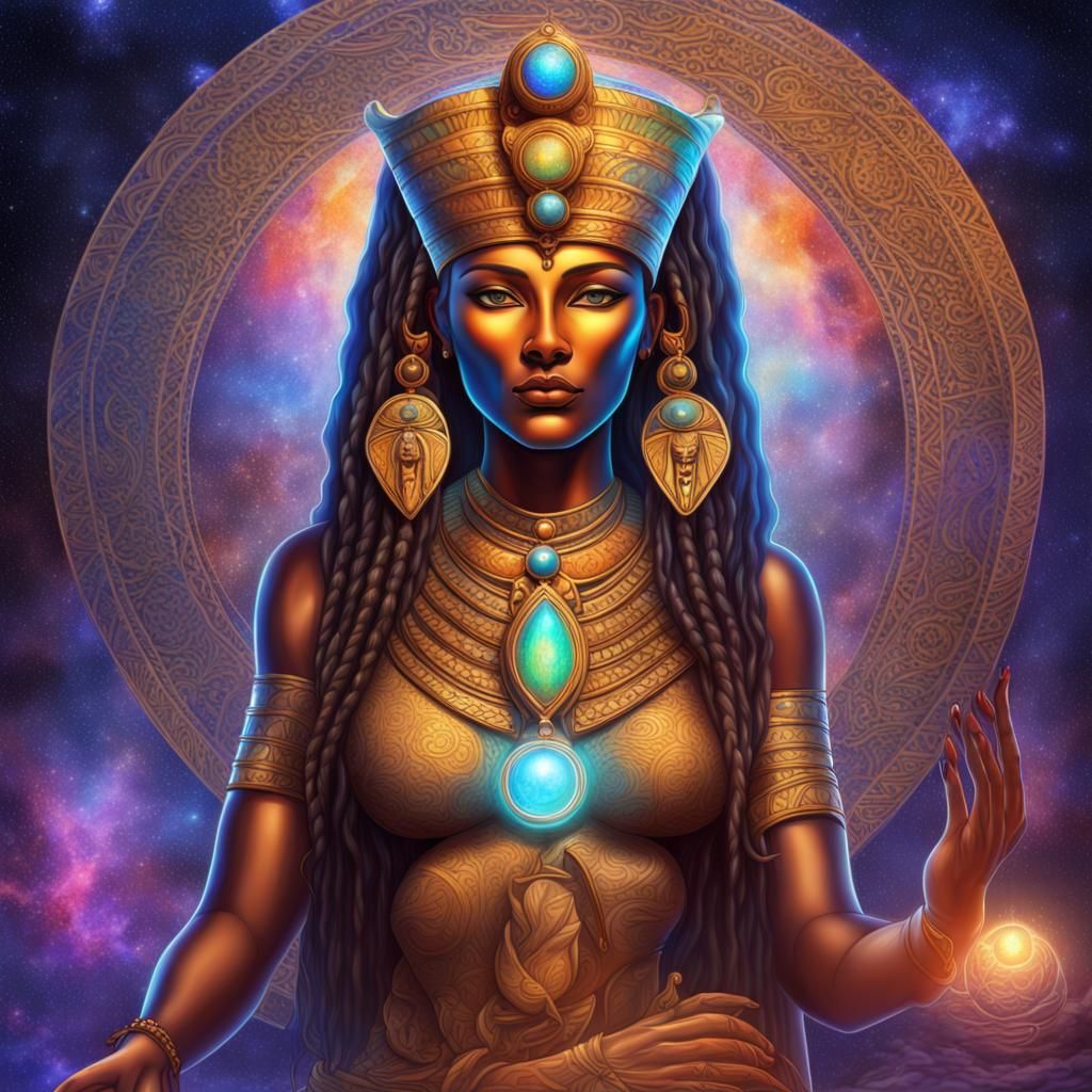 Goddess Sekhmet: Holographic Astral Cosmic Illustration
