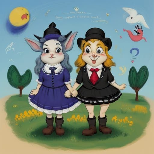 Tweedledee Rabbits in an Expressionist Style