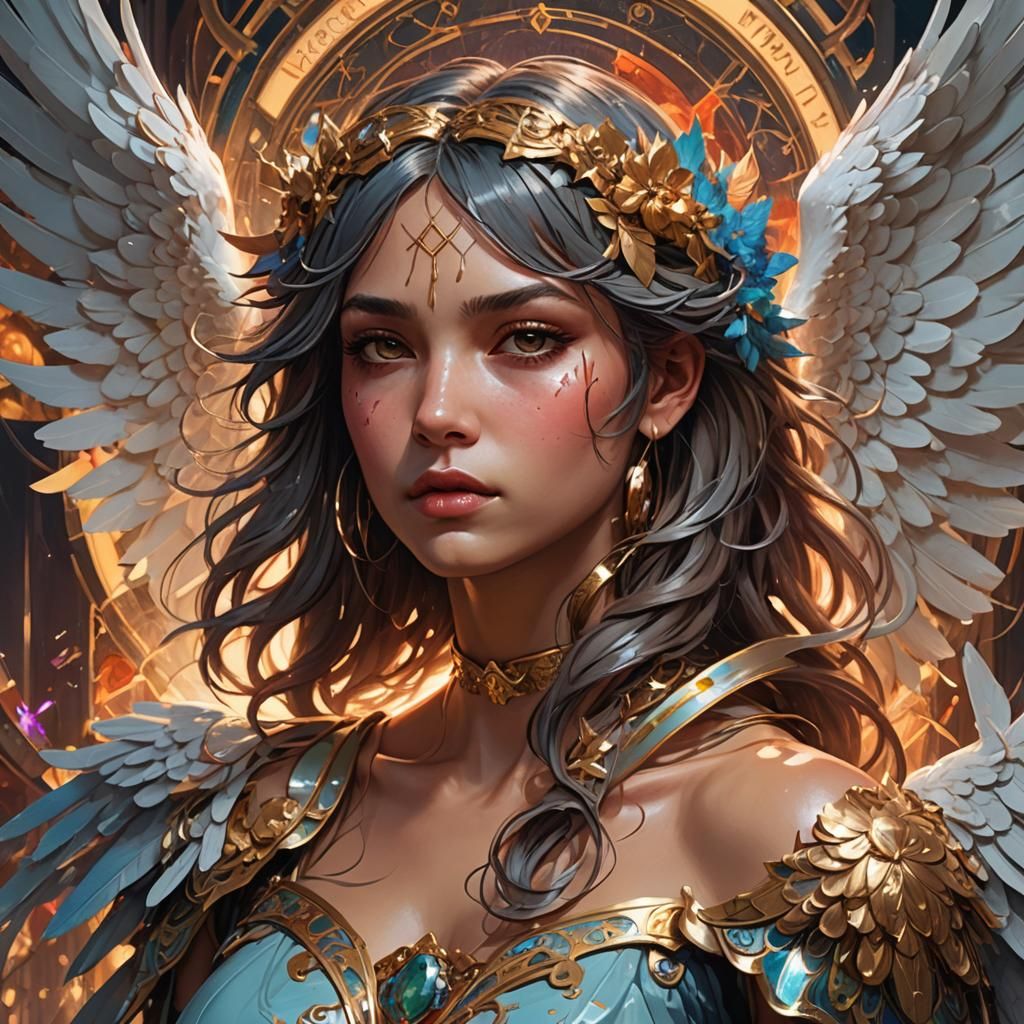 Fallen Angel Portrait in Hyperdetailed Lighting