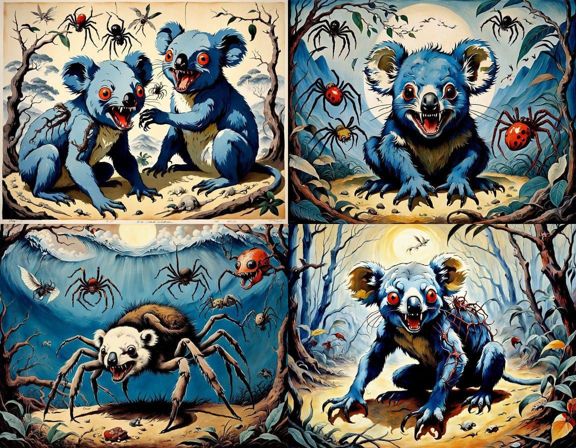 Australian Woodblock Masterpiece: Romantic Hybrid Creature