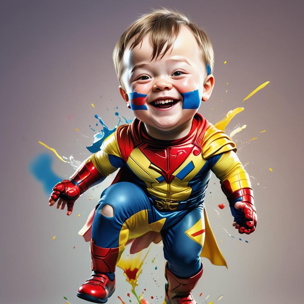 Smiling Superhero Portrait in Hyperrealistic Style