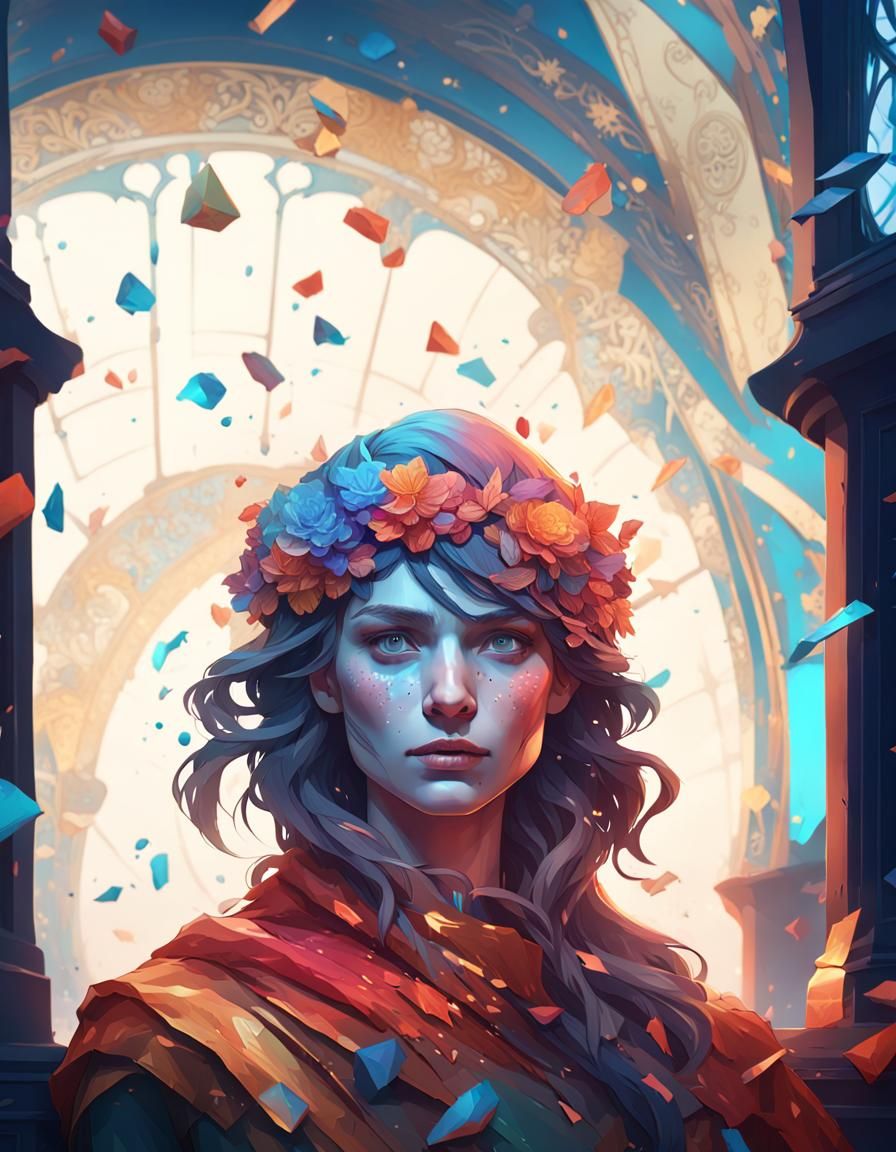Detailed Portrait with Dynamic Lighting in Art Nouveau Style