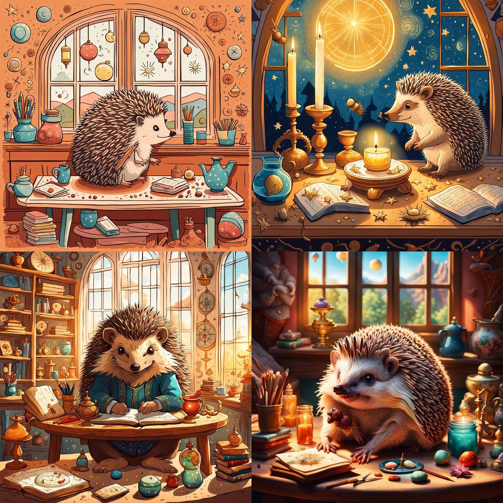Whimsical Hedgehog in a Bright Study Setting