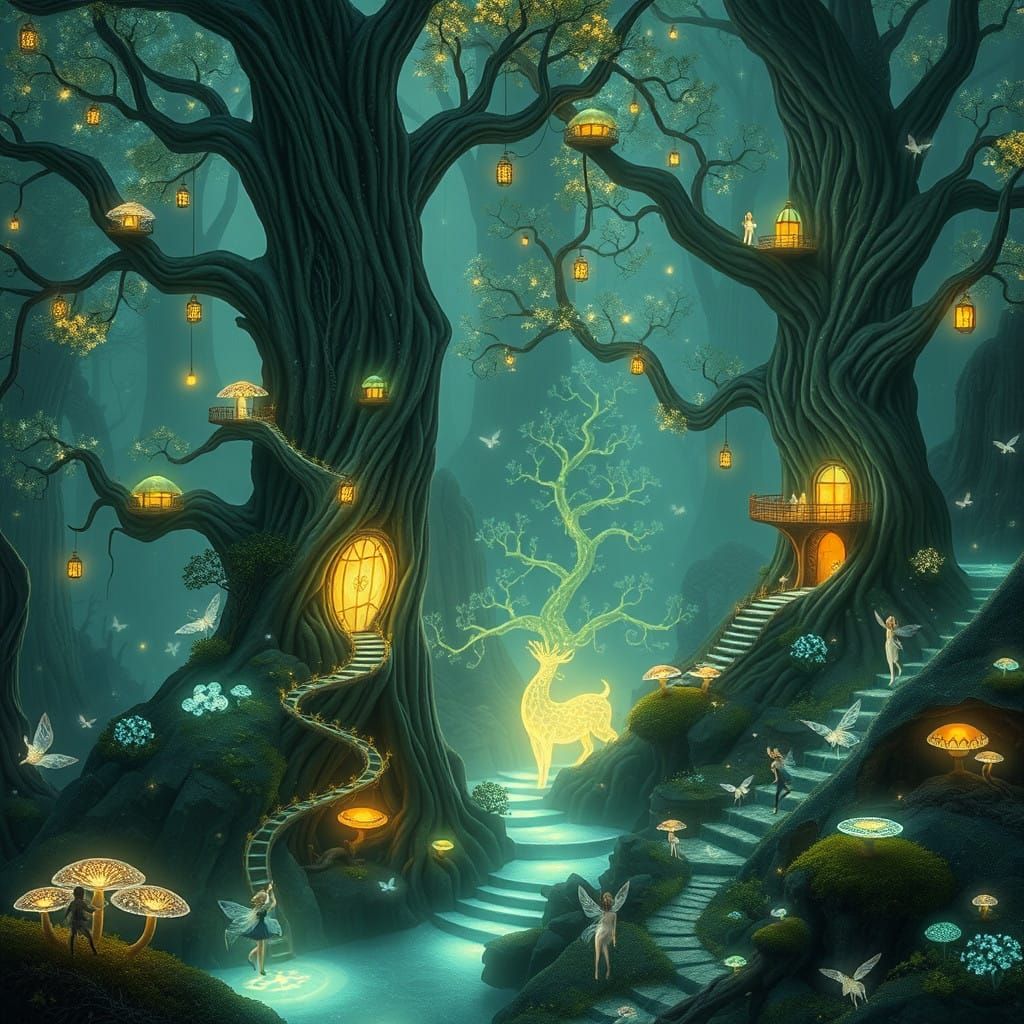 Whimsical High-Fantasy Forest Scene in Ethereal Landscapes