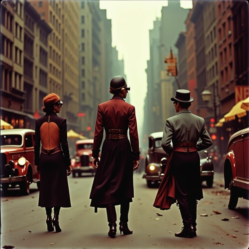 Steampunk Time Travelers in 1930s New York City